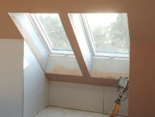Plaster finish in window alcove