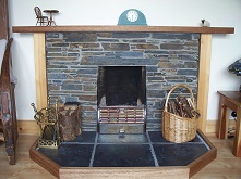 Stone fireplace and hearth